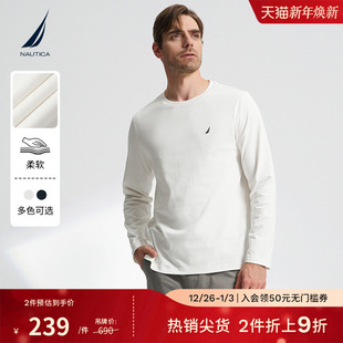 全棉亲肤百搭圆领长袖 春秋款 T恤男潮TO3301 诺帝卡男装 NAUTICA