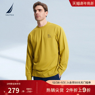 舒适休闲新潮纯色带弹长袖 春秋款 T恤TM3302 诺帝卡男装 NAUTICA