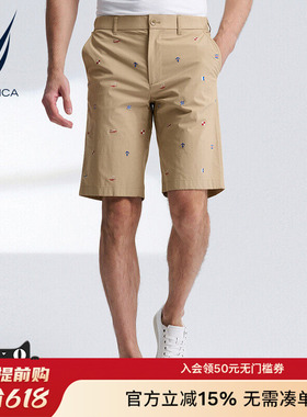 NAUTICA/诺帝卡男装夏季舒适带弹时尚绣花休闲短裤BO4201