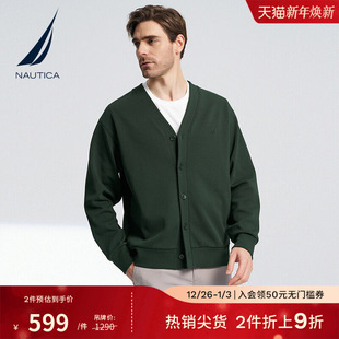 棉质柔软透气休闲V领开衫 秋冬款 KO4100 诺帝卡男装 NAUTICA