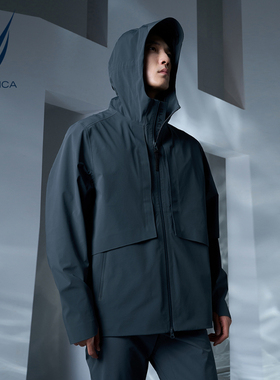 NAUTICA/诺帝卡黑帆男装户外防轻泼水防风透气连帽春季外套JB3112