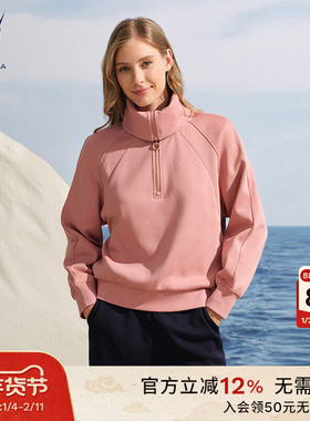 NAUTICA/诺帝卡女装25秋冬新品复合银狐绒柔软保暖时尚卫衣54KC01