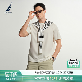 莱赛尔混纺柔软短袖 NAUTICA 新品 26夏季 圆领宽松T恤 诺帝卡男装