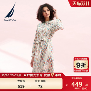 全开襟垂感修身 秋季 气质开衩连衣裙31DO01 诺帝卡女装 NAUTICA
