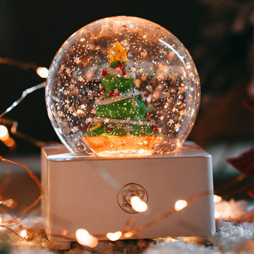 圣诞树水晶球儿童礼物飘雪八音盒