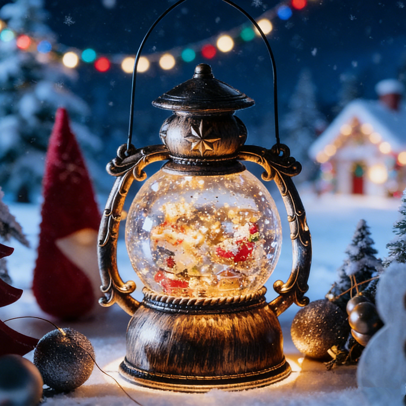 圣诞八音盒礼物儿童雪花音乐盒水晶球飘雪女孩生日复古圣诞灯摆件
