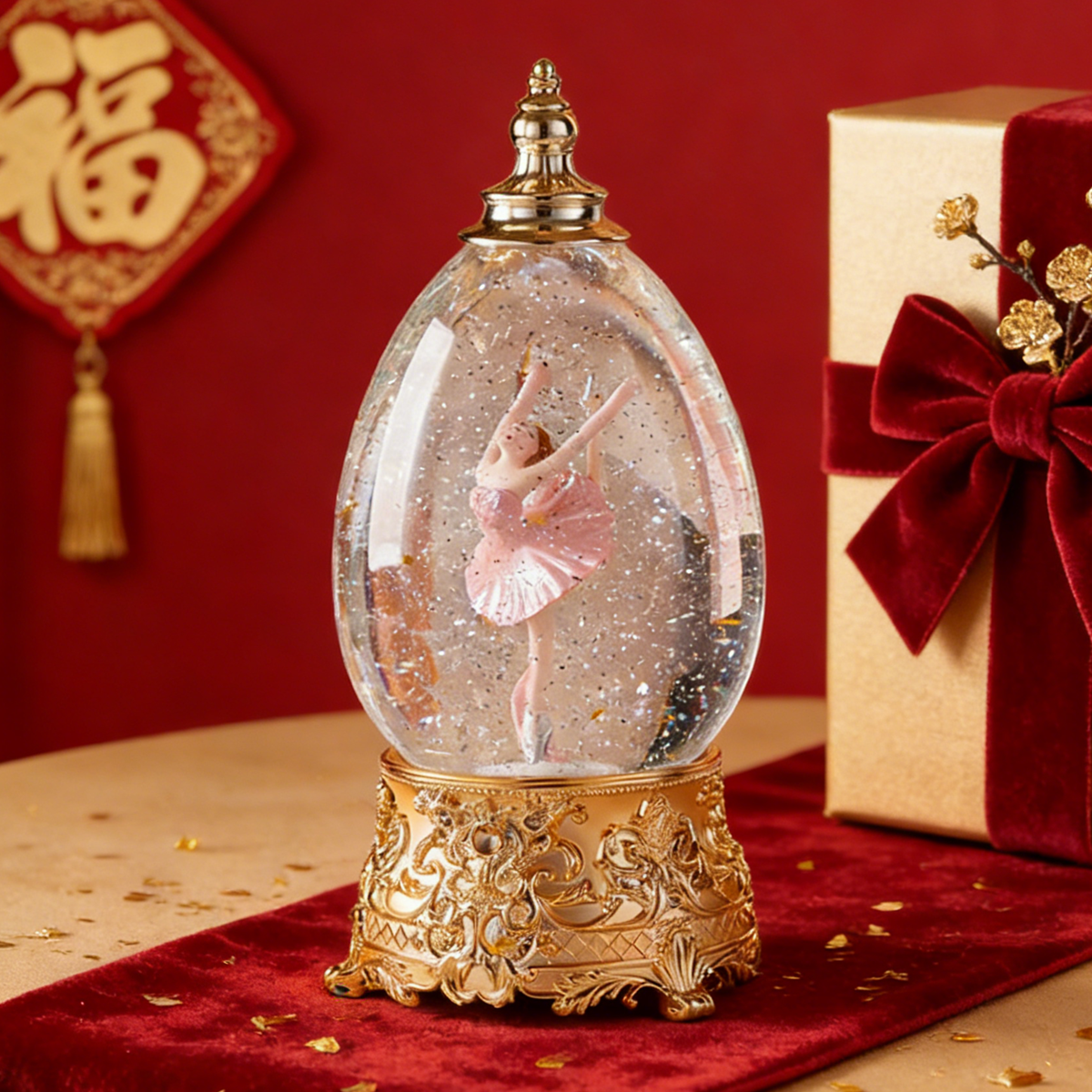 八音盒芭蕾舞女孩鸟之诗旋转水晶球音乐盒摆件儿童生日礼物新年
