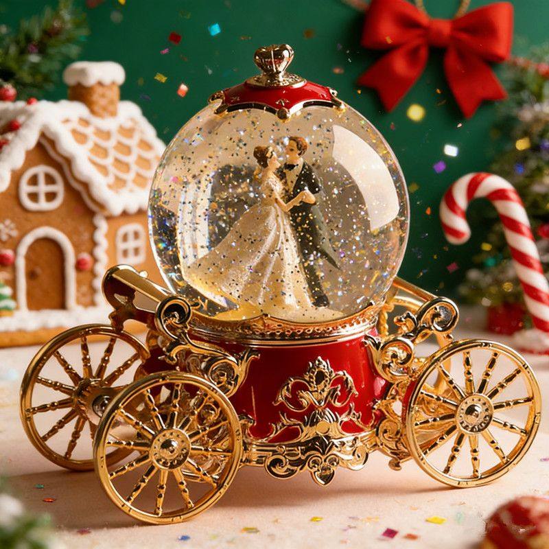 结婚水晶球摆件音乐盒女孩生日旋转新婚礼物八音盒鸟之诗送新人