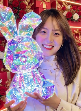 女孩生日礼物浪漫发光摆件发光兔