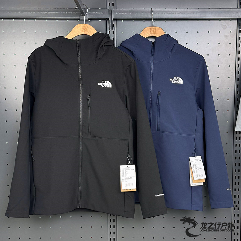 北面戶外防潑水防風男士軟殼衣