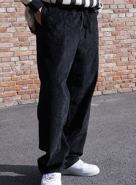 UNSHACKLED潮牌美式宽松丝绒牛仔长裤秋冬新款保暖卫裤杨政原创