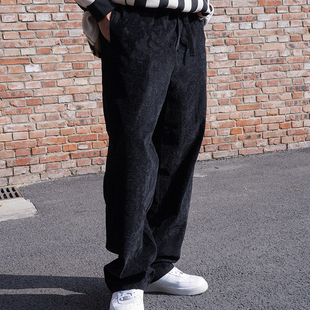 UNSHACKLED潮牌美式宽松丝绒牛仔长裤秋冬新款保暖卫裤杨政原创