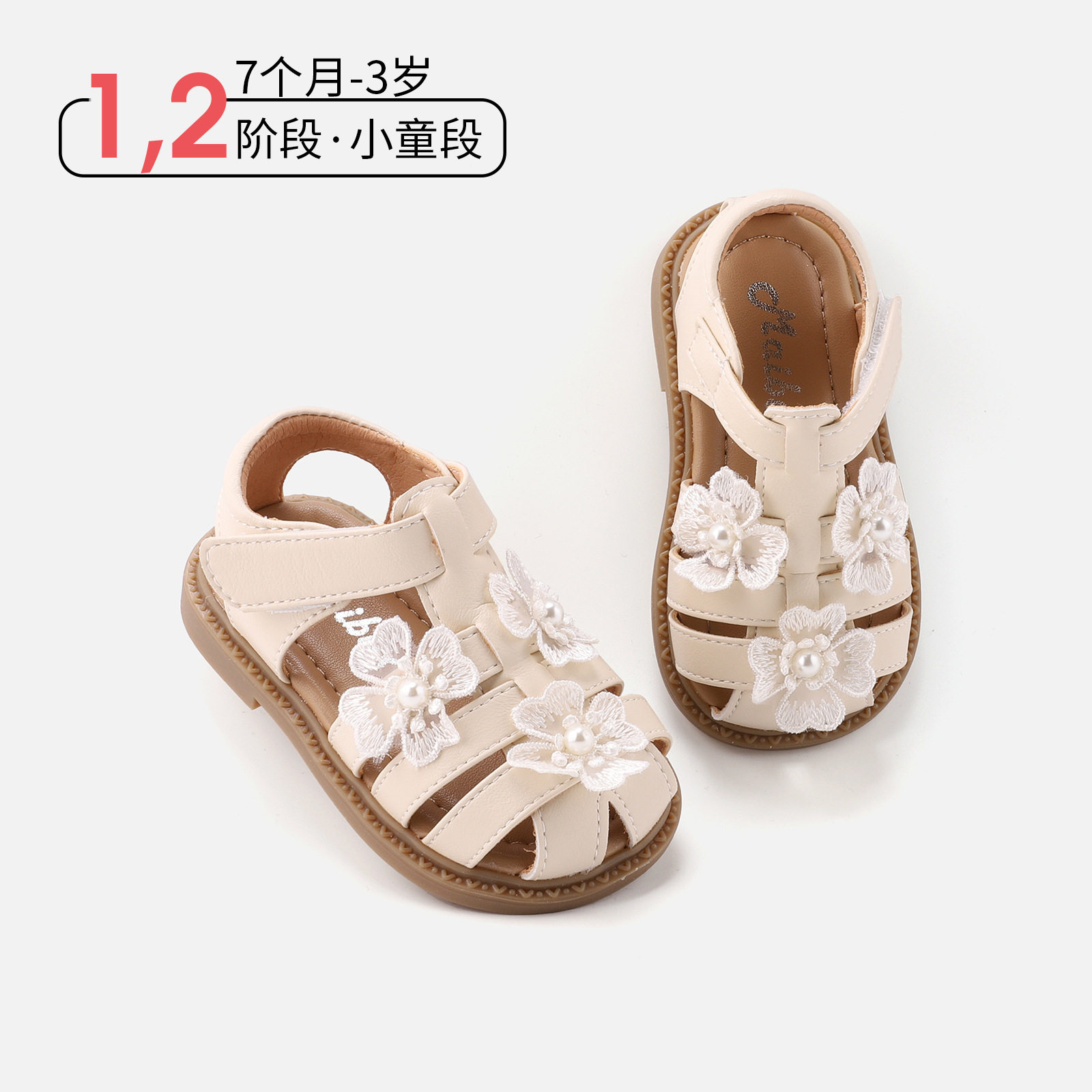 女宝宝软底步前鞋包头公主风凉鞋2026年夏季新款童鞋气质花朵皮鞋