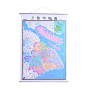 中国地图分省行政图 哈社 2021年 挂绳 防水精装 双面覆膜 地图 竖版 上海市地图挂图1.4米X1.0m 3赠品