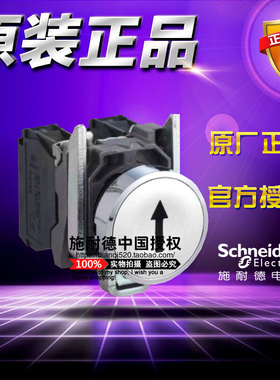 施耐德 XB4BA3341白色按钮Ø22平头弹簧复位黑色向上箭头标记1NO