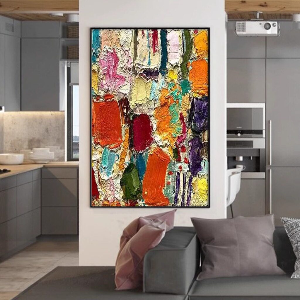 抽象艺术色彩纯手工油画客厅手绘油画《情感色彩》肌理感卧室背景