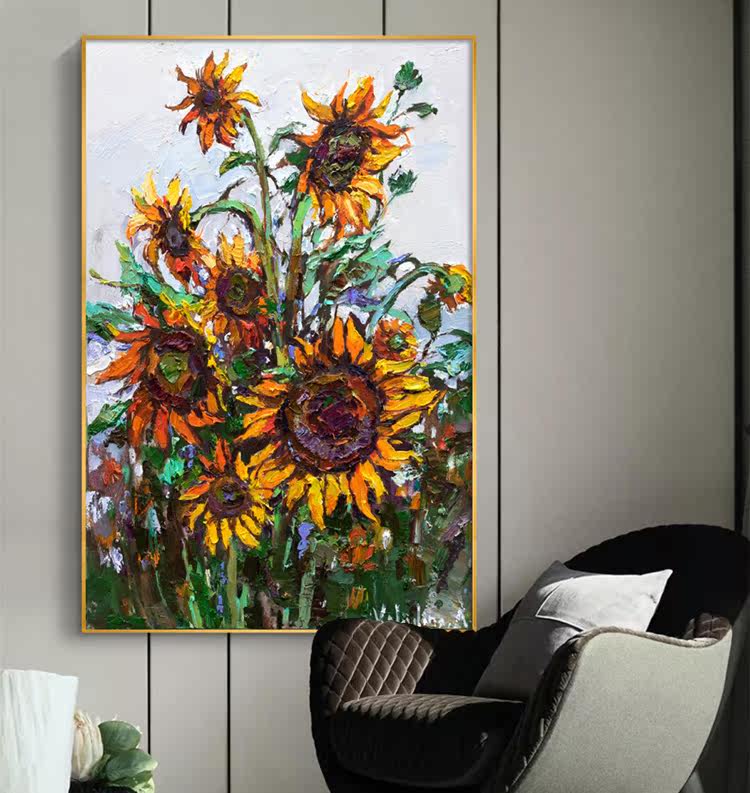 艺术向日葵样板间高档花卉油画