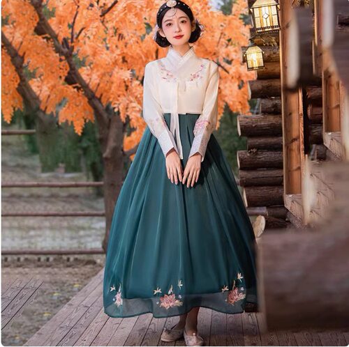 韩服女装朝鲜族服装新款少数民族延吉韩国传统演出服绿色成人延边