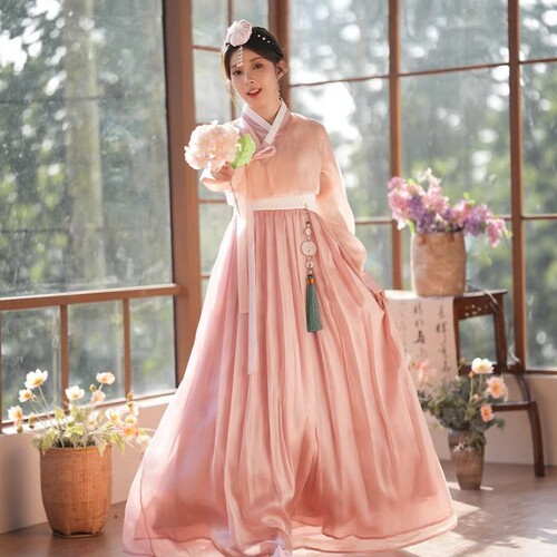 朝鲜族服装韩服女少数民族演出服粉色延吉公主传统大长今延边旅游