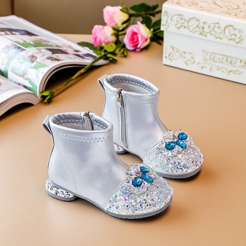 女童艾莎公主水钻亮片短靴