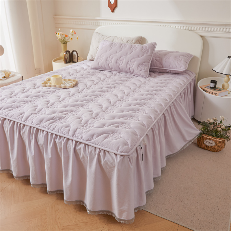纯棉床裙单件夹棉公主风花边全棉床罩2024新款单双人防滑防尘床套