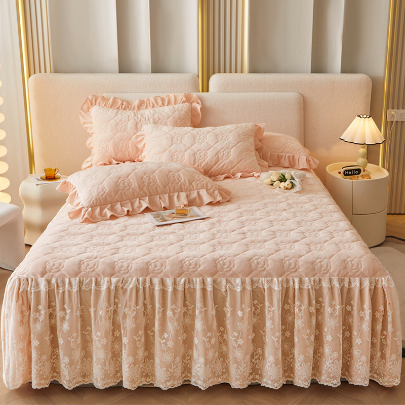 a类婴儿绒夹棉床裙单件加厚保暖