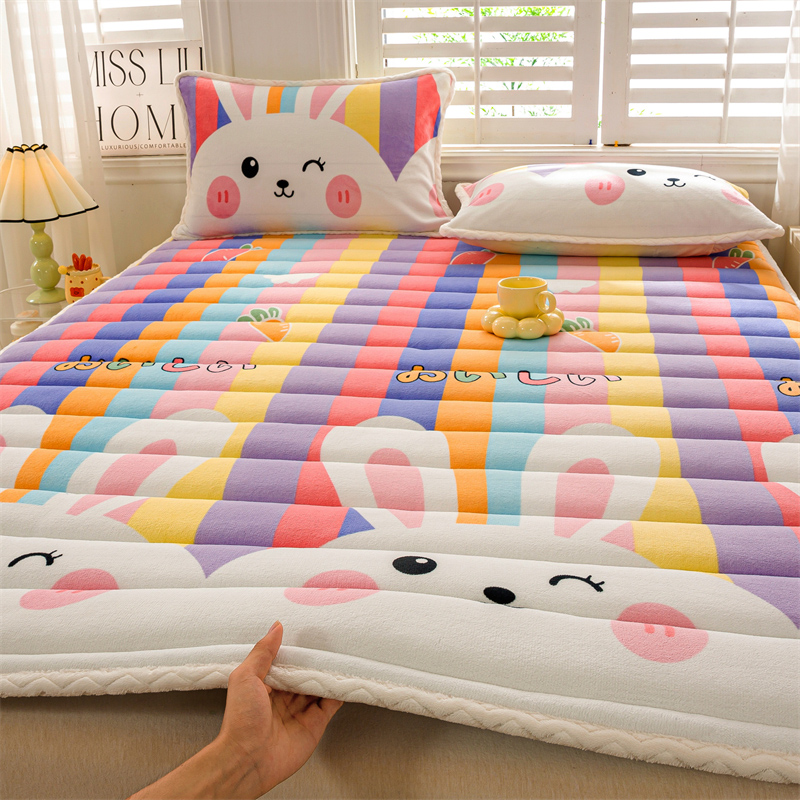 加厚牛奶绒双面床垫正反两面可用