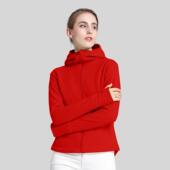 时尚 春秋防风保暖不起球防静电连帽抓绒卫衣女开衫 外套户外修身 潮