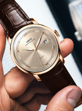 罗宾尼轻奢镶钻新款男士手表简约商务休闲全自动机械表男表1333M