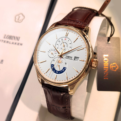 男手表罗宾尼星月休闲机械表