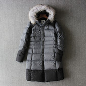 拼接防水连帽真毛领加厚中长款 外贸韩单秋冬款 女士修身 羽绒服外套