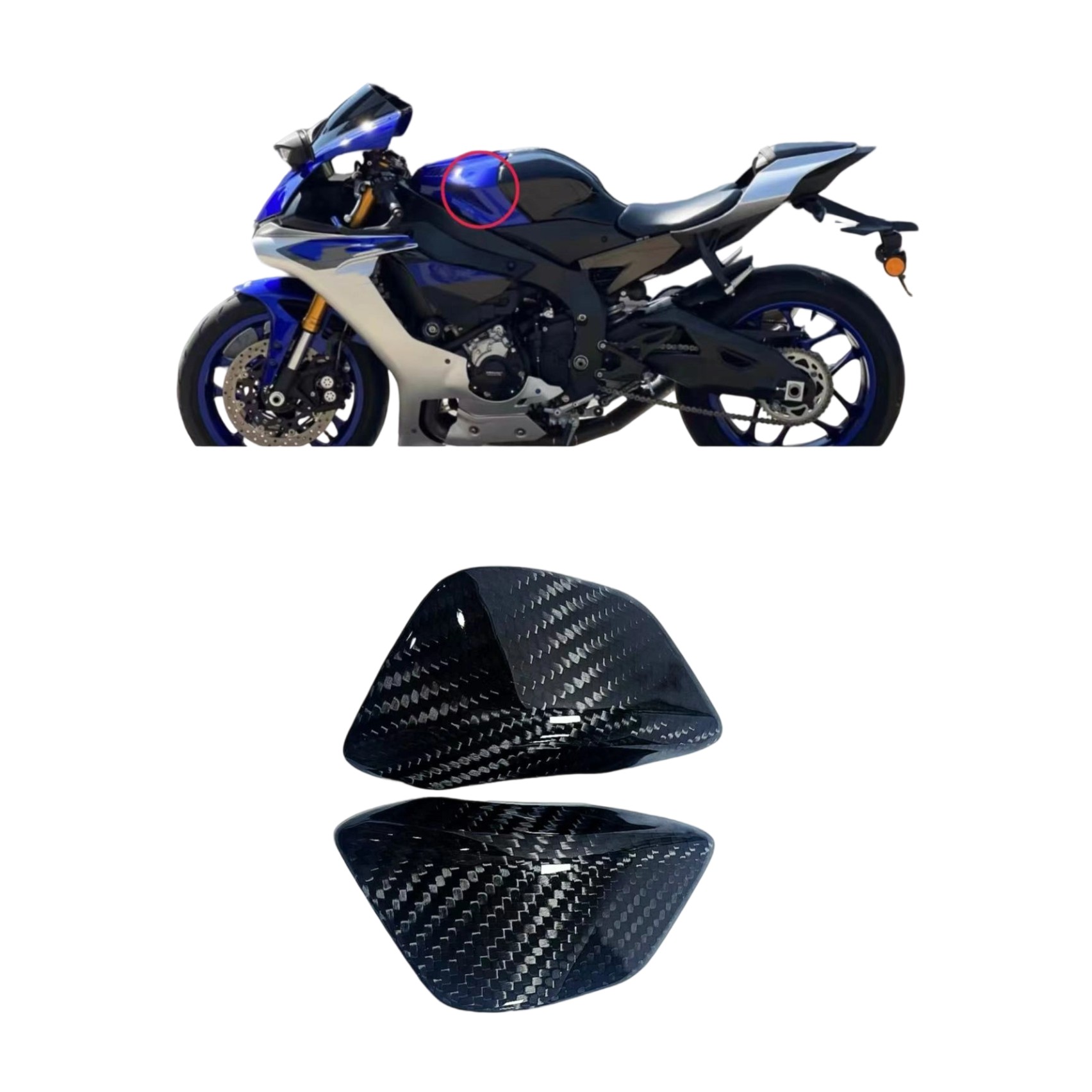 适用于Yamaha雅马哈R1 15-19年 改装碳纤维油箱护角油箱护块配件