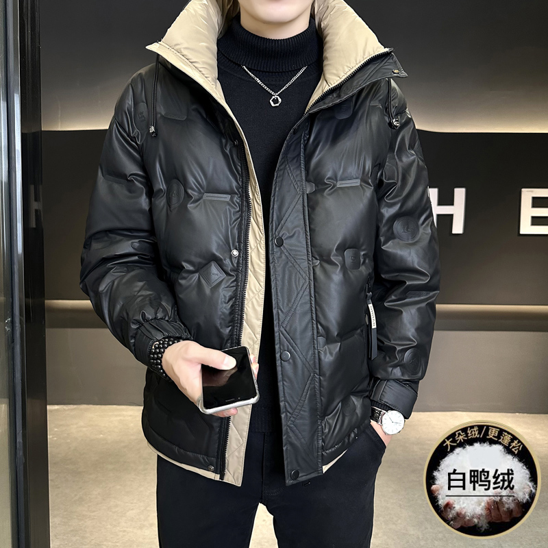 572968冬季男士连帽白鸭绒羽绒服时尚潮流宽松休闲百搭羽绒服上衣，男装羽绒服，奇怪漫猴工厂店