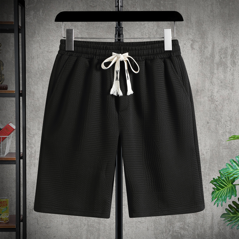 夏新款加肥加大简约潮流提花短裤休闲宽松百搭纯色男士五分裤，男装休闲裤，奇怪漫猴工厂店