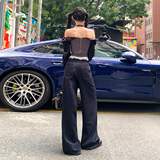 低腰蕾丝花边新款秋冬牛仔长裤美式复古宽松慵懒拖地百搭通勤，女装休闲裤，奇怪漫猴工厂店