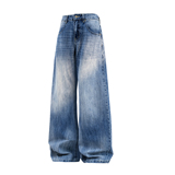 秋冬美式复古阔腿弯刀牛仔裤水洗垂感慵懒风拖地舒百搭宽松，女装休闲裤，奇怪漫猴工厂店