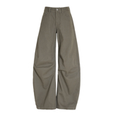 秋冬新款褶皱弯刀牛仔长裤显瘦宽松拖地舒适百搭美式复古垂感，女装休闲裤，奇怪漫猴工厂店