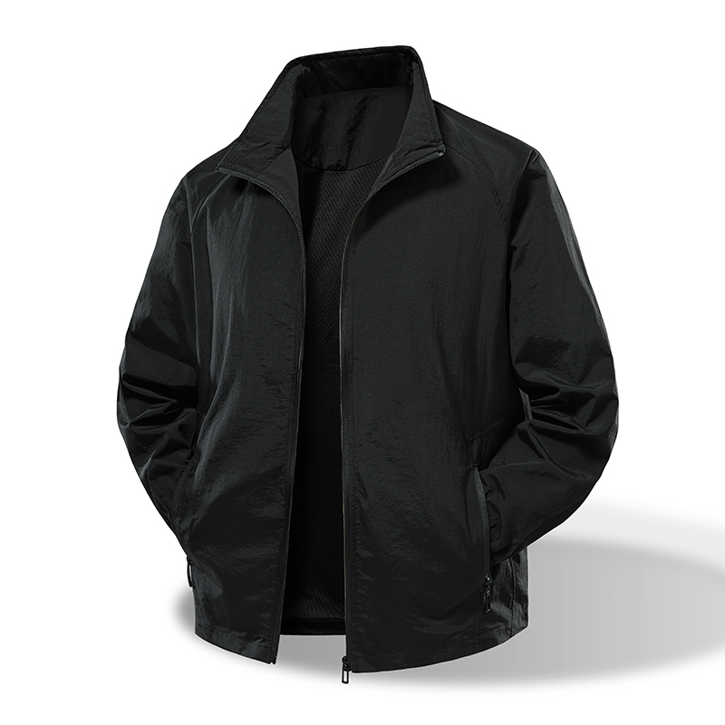 【锦纶面料】春秋新款工装夹克男弹力防水户外冲锋衣立领外套夹克，男装夹克，奇怪漫猴工厂店