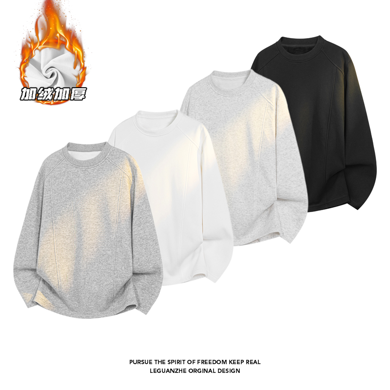 2025HT25719加绒白底大码圆领长袖T恤M-5XHT25946-特P24，男装T恤，奇怪漫猴工厂店