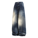 美式做旧复古牛仔长裤拖地慵懒水洗宽松通勤百搭秋冬新款ins舒适，女装休闲裤，奇怪漫猴工厂店