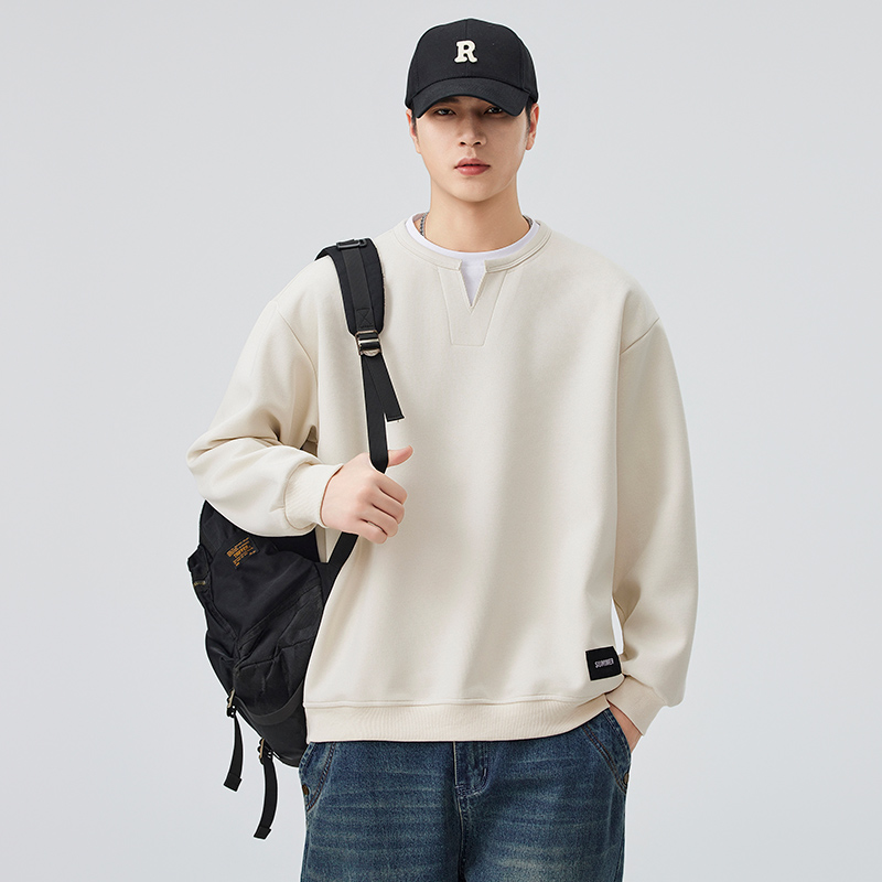 男士圆领卫衣假两件长袖享利领上衣，男装T恤，奇怪漫猴工厂店