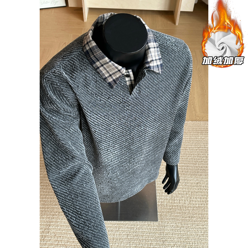 2025HT251045加绒港风假模大码长袖T恤M-5XHT251046-特P29，男装T恤，奇怪漫猴工厂店