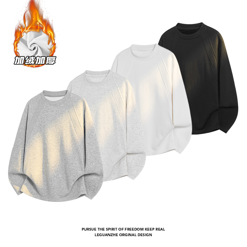 2025HT25686加绒白底大码圆领长袖T恤M-5XHT25966-特P24，男装T恤，奇怪漫猴工厂店