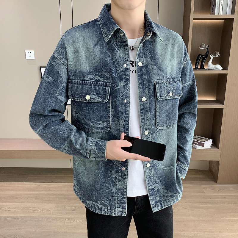 57695秋季新款男士工装休闲牛仔夹克外套宽松休闲运动夹克外套男，男装夹克，奇怪漫猴工厂店