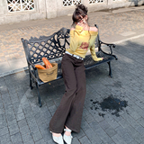 美式复古微喇牛仔长裤秋冬加绒保暖舒适百搭修身显瘦垂感拖地慵懒，女装休闲裤，奇怪漫猴工厂店