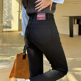 黑色直筒牛仔裤女2025新款秋季高腰宽松显瘦九分窄版烟管裤子，女装休闲裤，奇怪漫猴工厂店