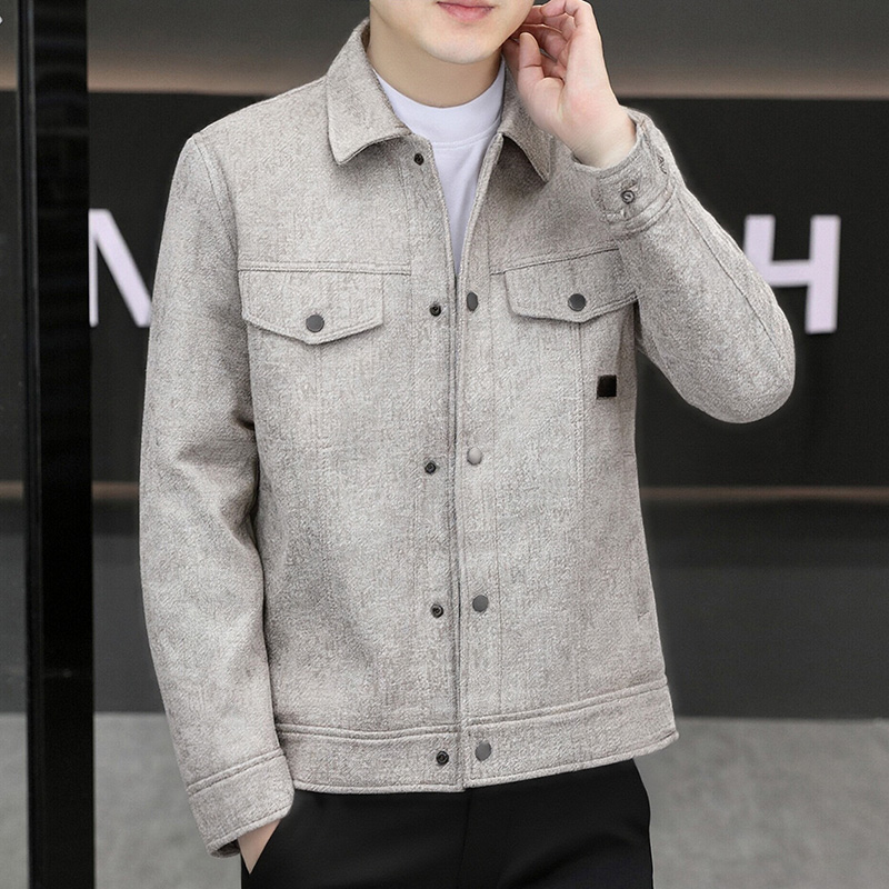 秋冬款鹿皮满印简约休闲夹克，男装休闲裤，奇怪漫猴工厂店