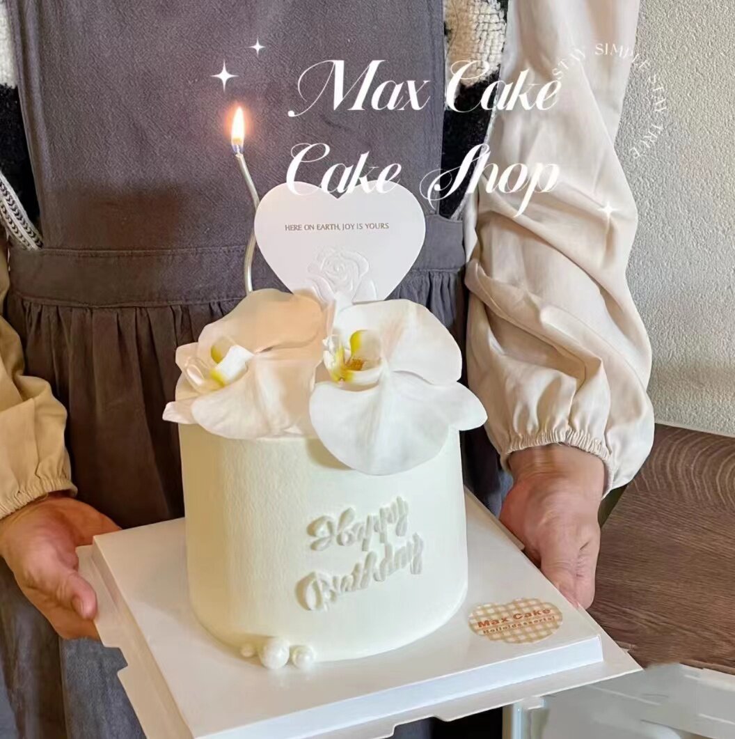 网红蛋糕装饰白色蝴蝶兰仿真花唯美浪漫女神女生生日蛋糕插牌插件
