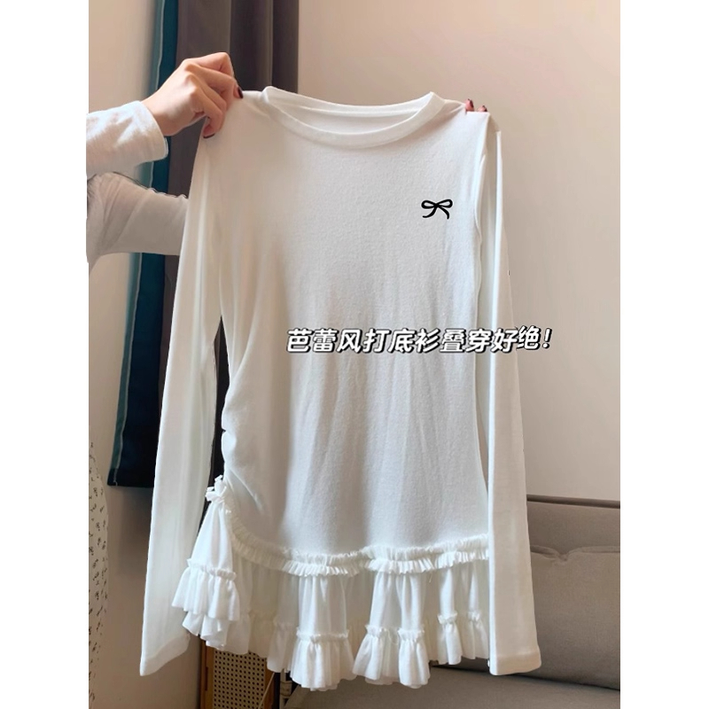 蕾丝花边长袖T恤女春秋打底衫