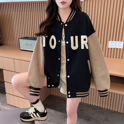 美式撞色棒球服外套女春秋季